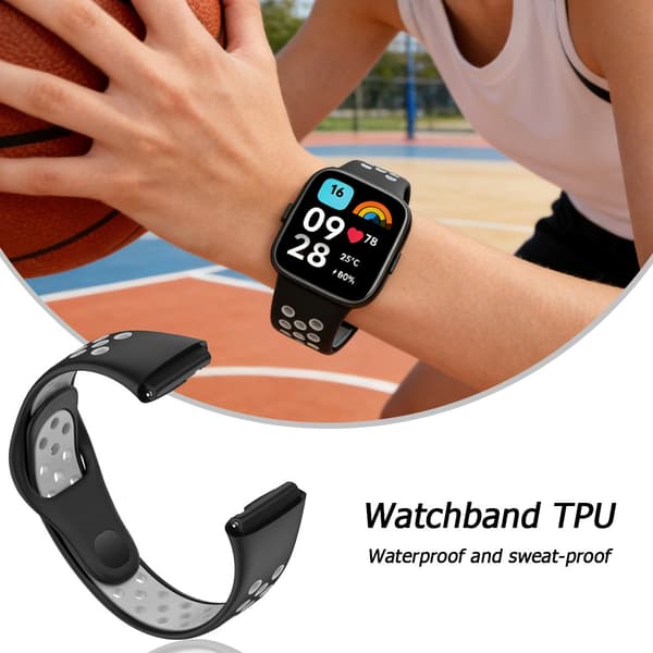 Erstatningsrem til Kompatibel med Xiaomi Redmi Watch 3 Active/Lite/Youth, TPU, Sort