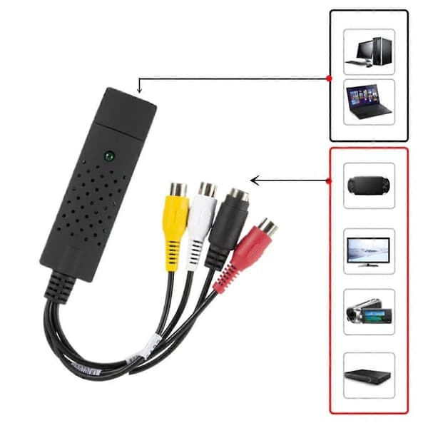 USB-videoopptakskort, lyd- og videokonverterer Kompatibel med RCA til USB-konverterer, mini-DV, videospiller, Hi8, DVD til digital