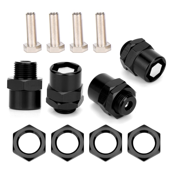 RC-auto 12 mm - 17 mm pyörän kuusiokolosovittimen lisävarusteet Sakura D4 HSP 94123 1/10 autolle - Musta