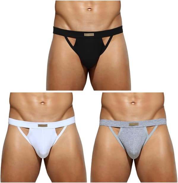 Herre Athletic Supporter Stretch Undertøj Mesh Jock Strap Multipack Sort Hvid Grå 3XL Sort Hvid Grå Black White Gray 3XL