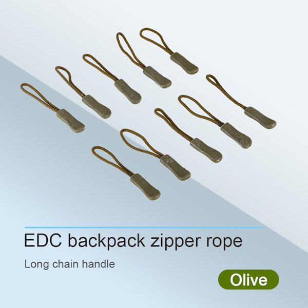 10x Dragkedja Dra Slider Sladd Rep Drag Endar Lås Zip Clip Spänne för väska EDC Army Green
