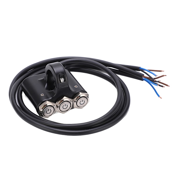 22mm Motorsykkelbryter 3 knapper Vanntett Styremontering med LED Blått Lys Aluminium Legering 12V