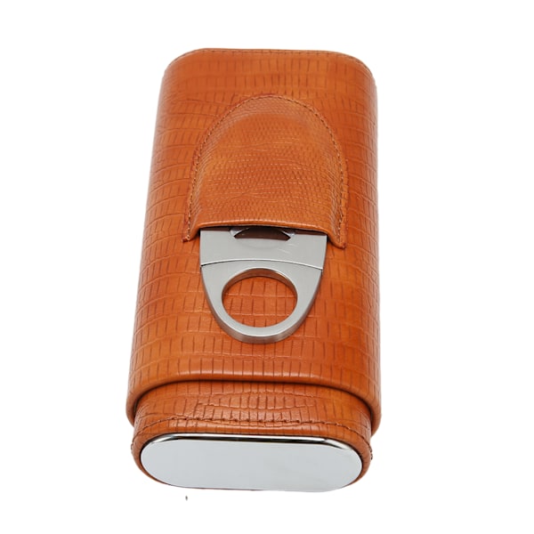 Cigar Etui 3 Finger Cedertræ Foring Bærbar Kunstlæder Cigar Holder Æske med Cutter til Mænd Brun