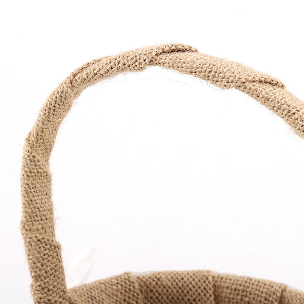Lin og bomullsblomstjentekurv med blonder, hvit blomsterkurv for bryllup