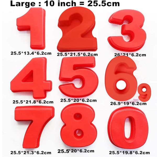 25 cm 9 dele Store talforme Bageforme Silikoneform med tal Kageform (25 cm)-14894
