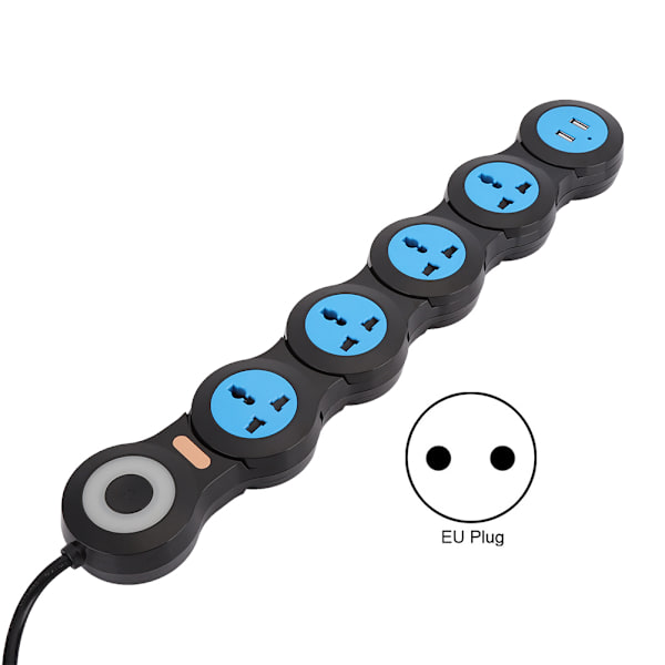 Multifunksjonell strømstripe med 5 uttak og USB-port