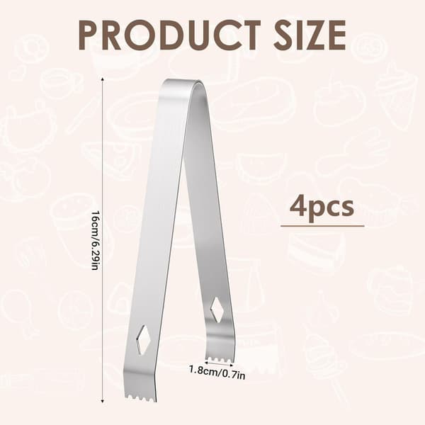 4-pak 16 cm istænger i rustfrit stål - multifunktionelle serveringstænger til is, sukker, snacks, perfekt til fest, bar, restaurant og café 4pcs