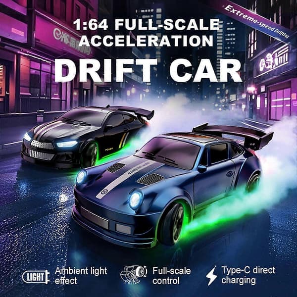 Mini RC Driftbil 1/64 Skala Lastbil Fjernstyret Firehjulstræk Proportionel [LD] Black 1