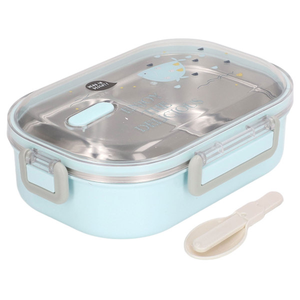 304 Rustfrit Stål Lunchboks Fags Liner Varmeisolering Bento Lunchboks Illustration Stil Lækagesikker Beholder til Studerende Børn Transparent Blå Fisk