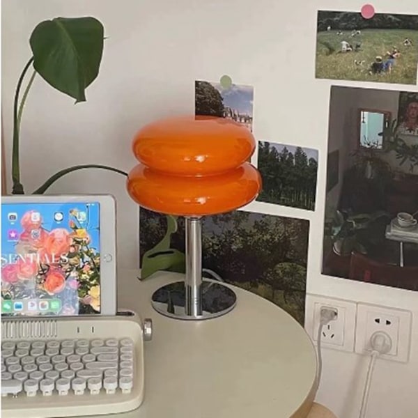 Eggkake nattlampe for jenter Energieffektivt mykt lys Søt glass nattlampe USB nattlampe for sovesal USB trykknappsbryter oransje