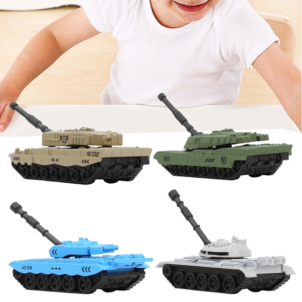 4 kpl Alloy Tank -malli Erittäin realistisen mallin sotilaspanssarivaunu lelu lapsille Alloy Tank -malli