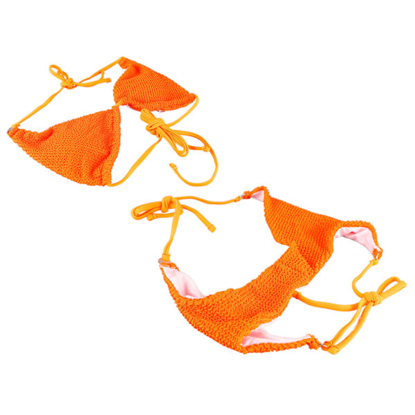 Crosscross Bikini Set Tie Side Ren färg Dam 2 delar Baddräkt för sommar Beach Simning Orange M
