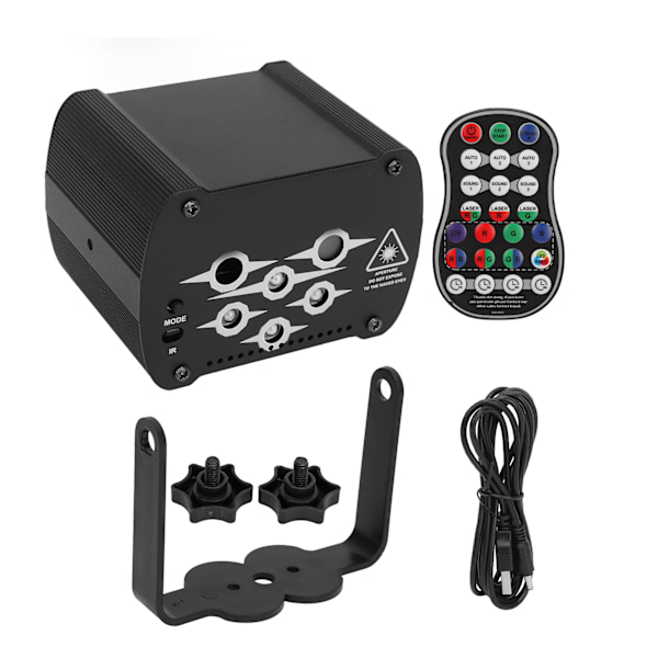 DJ Disco Scene Party Lights LED UV-lydaktivert blinkende Stroboskoplys med fjernkontroll for fester Bar 6-hulls USB-lading