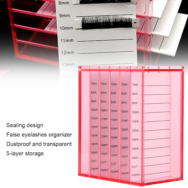 5 lagret løsvippearrangør Poding av vipper Oppbevaringsboks Vippelengder Makeup ToolFalske vipper arrangør