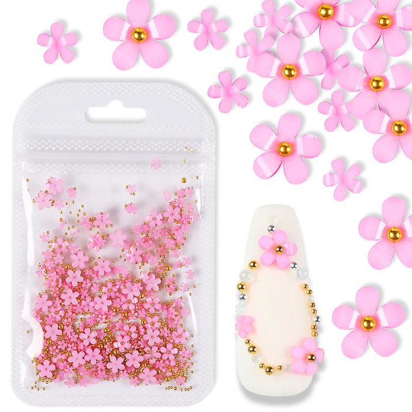 200 bitar av fembladiga blommor Nail Art Accessoarer Väska Typ 8