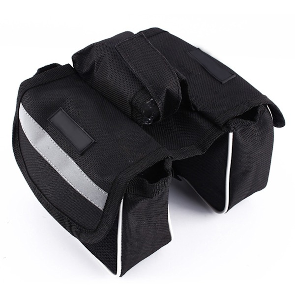 Cykel Cykelram Pannier Sadel Front Tube Bag Dobbelt Sidetaske Sort