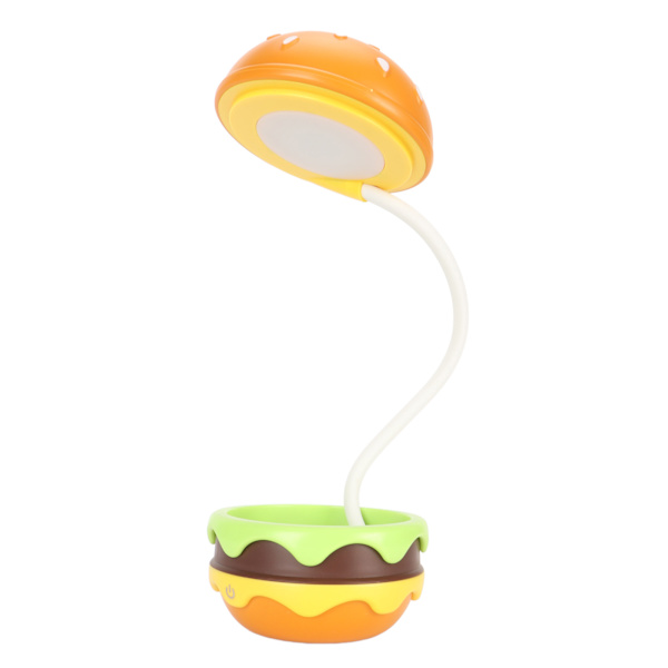 Børne Læselampe Hamburger Style Fleksibel Svanehals USB-opladning Blødt Varmt Lys Børne Skrivebordslampe til Hjemmet Skolekontoret