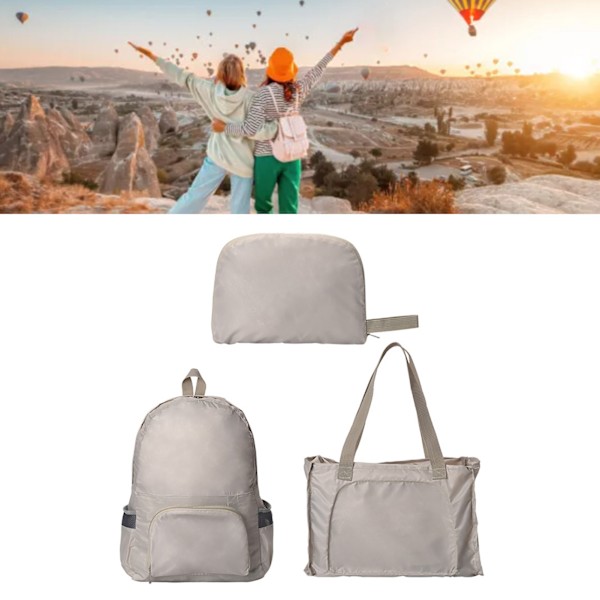 Packbar ryggsäck Polyesterfiber Vikbar Vattentät Lätt multifunktionell Vandringsdagssäck för campingresor Khaki
