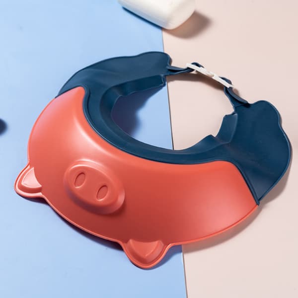 Kids Shampoo Cap Cartoon Adjustable Safe Head Protective Shampoo Cap for Baby Bath Red