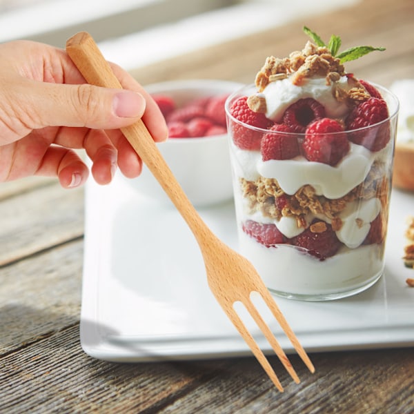 Naturlig treskje og gaffelsett Dessertbestikk for kjøkkenutstyr (gaffel)