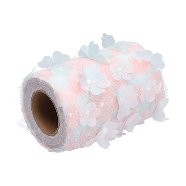 Blommor Tyllrullar 10cm 10yd Premium Polyester Flexibel Bred Användning Utsökt Glittrande Tyllrullar Gradient Rosa Blå