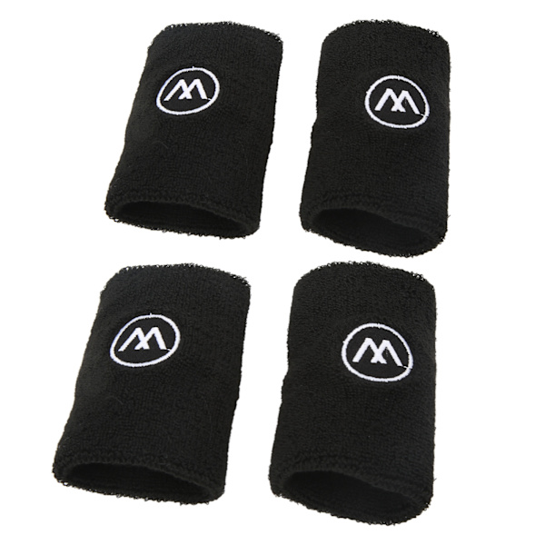 2 par handledssvettband Sport Basket Svettabsorberande armband Polyester bomull Atletisk svettband för män kvinnor Svart