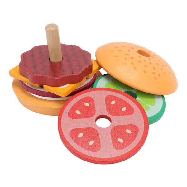 Snabbmat Matlagning Lekset Kompositträ Söt form Förbättra koordinationsförmågan Lekhusleksaker för barn Hamburger