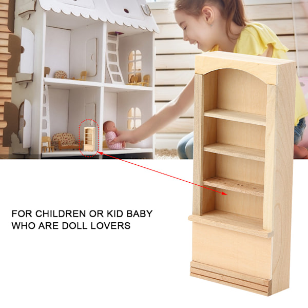 1:12 Dukkehustræbogreol Model til Dukker DIY Dukkehussmøbler Tilbehør Bogreol