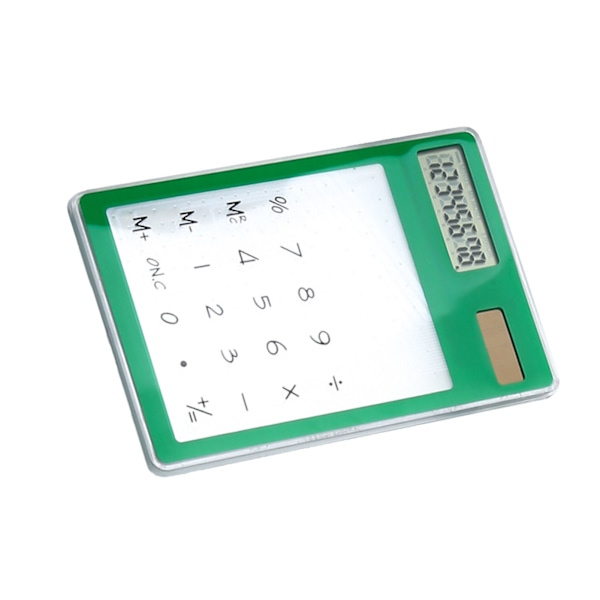Solcelledrevet Lommeregner Touch Screen 8 Cifret LCD Display Bærbar Transparent Lommeregner til Kontor Skole Hjem Grøn