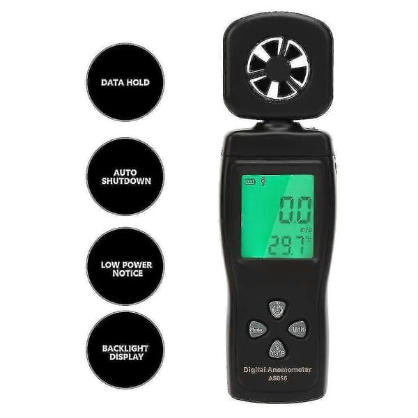 Vindhastighets-luftflödesmätare, AS816 0,3-30 m/s Mini digital anemometer
