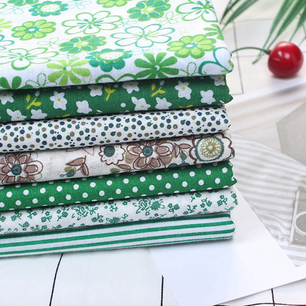7 st 25*25 cm Bomullstyg DIY Assorted Squares Pre Cut Sängkläder Kit Quarters Bunt Mörkgrönt