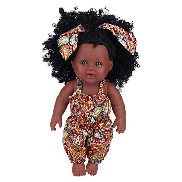 Mjuk vinyl babydocka med kläder Nyfödd sovbadleksak (gul blommig jumpsuit)