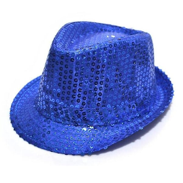 Paljett Marinblå Cowboyhatt med Fluga och Handskar - Vuxenstorlek