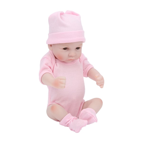 Silikon Body Simulering Baby Doll Naturtrogna Baby Doll Leksak Barn Flickor Present 10 Inch Pink Open Eyes