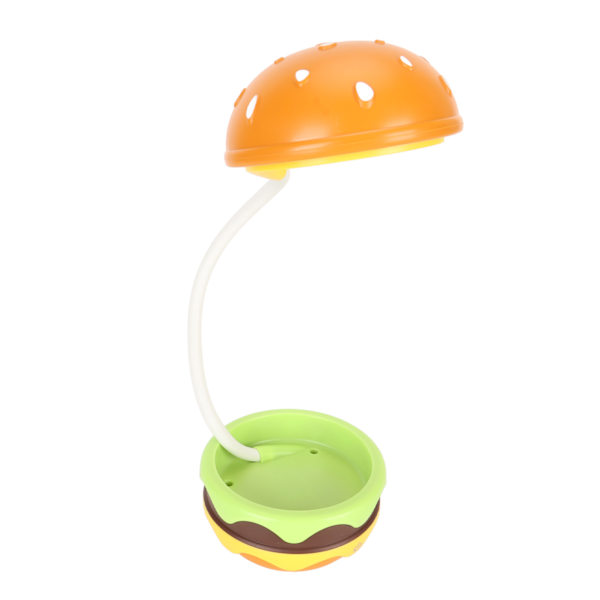 Børne Læselampe Hamburger Style Fleksibel Svanehals USB-opladning Blødt Varmt Lys Børne Skrivebordslampe til Hjemmet Skolekontoret