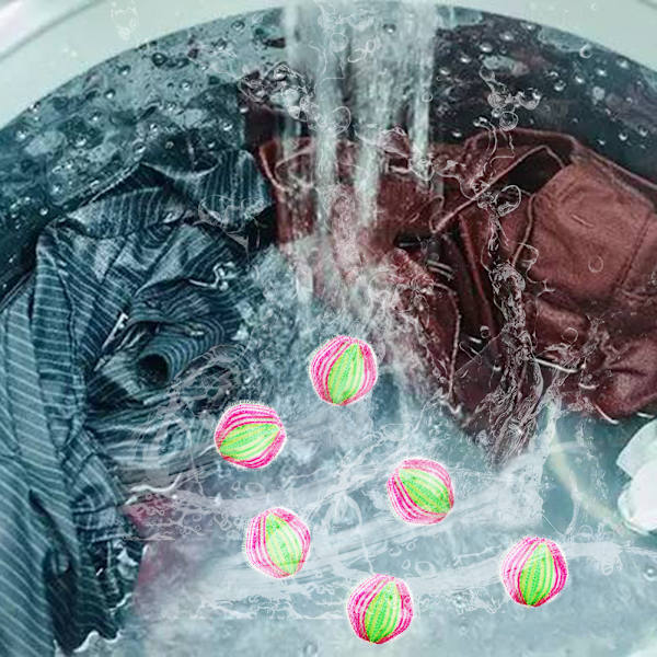 6 stk Nylon Vaskemiddelkugler Forhindrer Deformation Praktisk Genanvendelig Vask Dyrehår Fangere til Hjem Rød Grøn