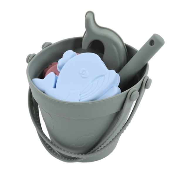 Silikon Strandleksaker Baby Sand Leksaker Set Inkluderar silikonhink Djurmodell Sandskyffel StringOlive Green