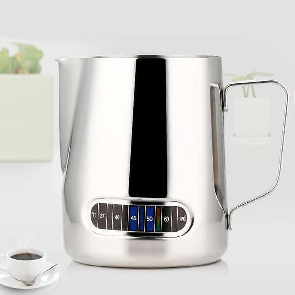 Mælkeskummerkande i rustfrit stål i 600 ml kaffe latte med termometer