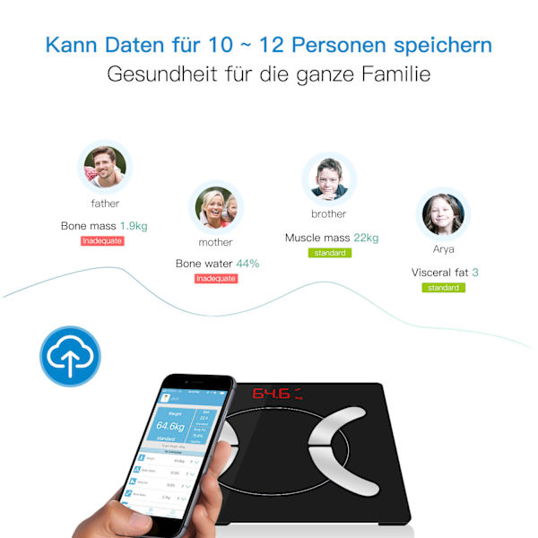 Digitaalinen vaaka Bluetooth LED-näyttö Smart Body Fat -vaaka