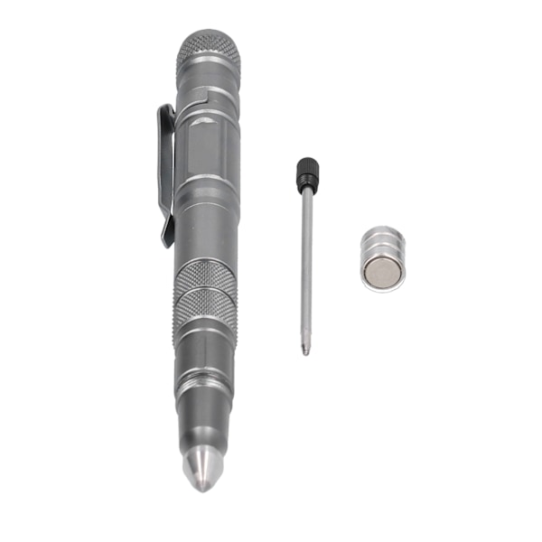 MultiTool Pocket Pen Självförsvarsverktyg med LED-ficklampa Mini Cutter för utomhusbruk (Silvergrå)