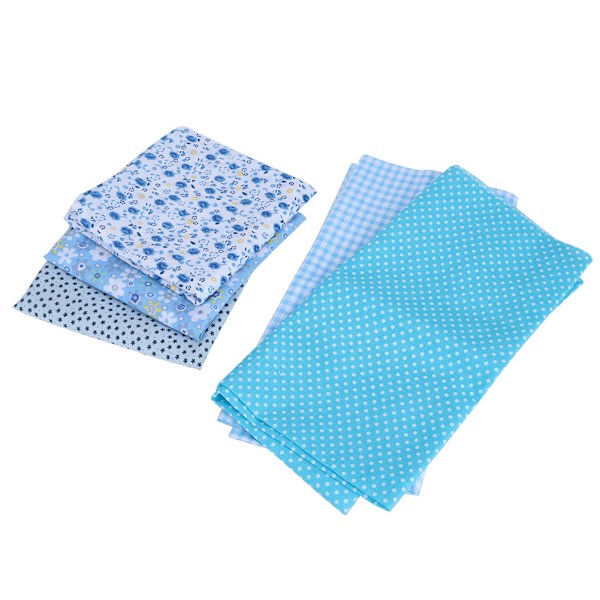 5 st/set Gör-det-själv-tryckt bomullshantverkstyg Hantverk Quiltning Sydukar Kit 50x50cm Blå