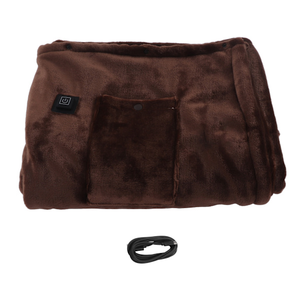 Elektrisk oppvarmet teppe Lite 5V Rask oppvarming Tykk flanell Elektrisk teppe Kaffe 140x80cm / 55.1x31.5in