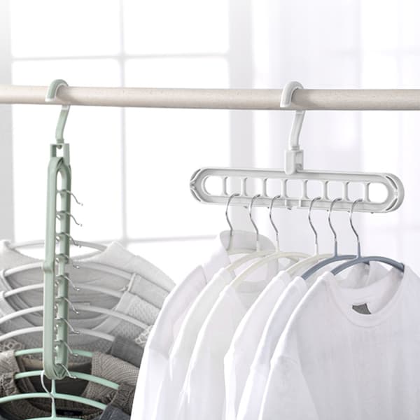 Nordic Portable Multifunctional Hanger 9-Hole Space-Saving Hanger Magic Hanger (White)
