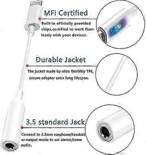 Lightning til 3,5 mm hovedtelefonadapter - 3-pak