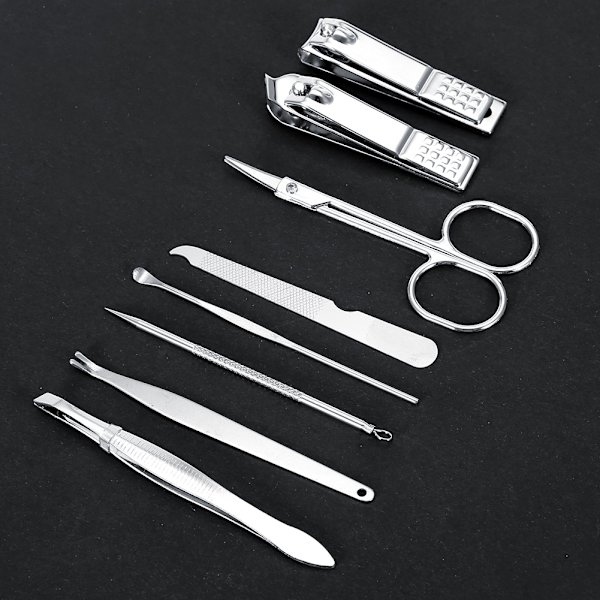 8 st nagelsaxar i rostfritt stål Cutter Clippers Set Fingernagel tånagel (svart)