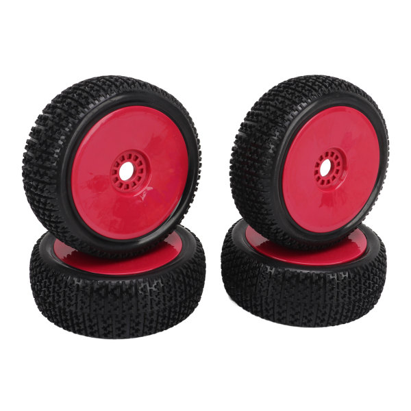4PCs 1/8 RC Truck Tires Rubber Wheel Tires Accessory Replacement for HPI RC Off Road Vehicle Red