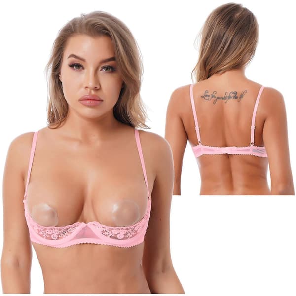 Balconette Push Up-BH til kvinder Blonde Plus Size-BH Gennemsigtig med bøjle sort black M