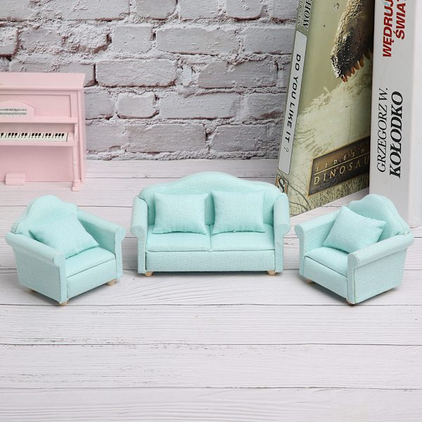 3 stk 1:12 Mini Dukkehustrukket Sofa Pute Sett Tilbehør Rommøbler ToyMatcha Farge