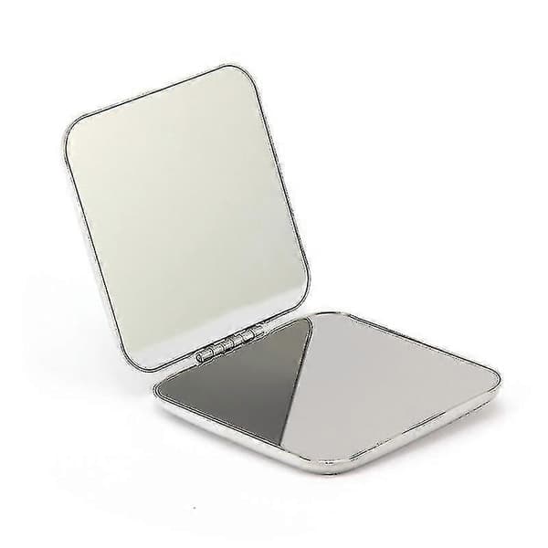 Sminkspegel Dubbelsidig Bärbar Hopfällbar 5,7x5,7cm (silver)