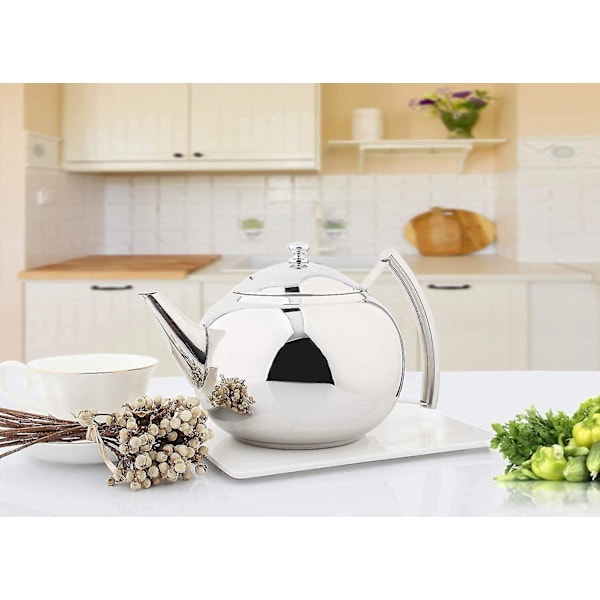 Rustfrit Stål Tekande med Infuser, 2L - Te & Kaffekedel til Kogeplade eller Induktion